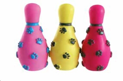 Picture of LeoPet Vinyl Bowling pins dog toy